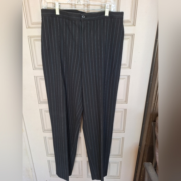 Apt 9 Pinstripe Slacks Black/Blue/Creme Sz12 Straight Leg Front Zip Hi Rise NWOT - Picture 1 of 8